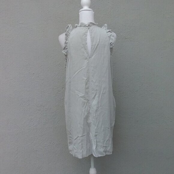 ANTHROPOLOGIE CLOTH & STONE Women's Dress S Tencel Blue Shift Ruffle Preppy - Picture 3 of 8